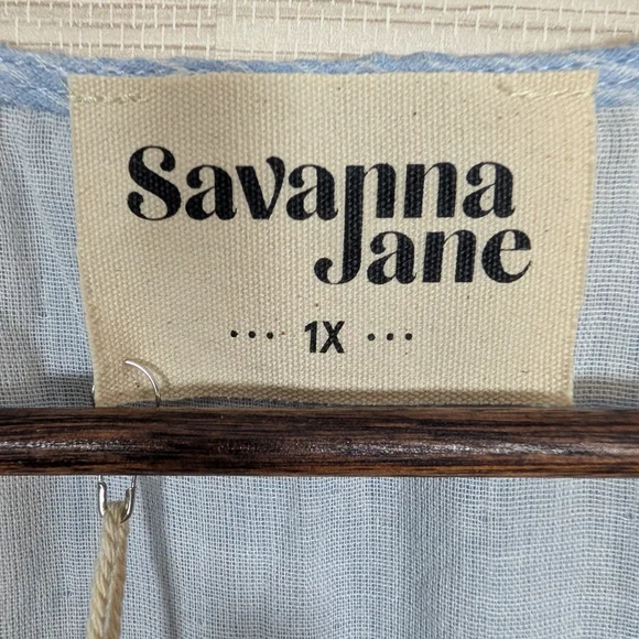 Savanna Jane Plus Size Floral Embroidered Striped Sleeveless Blouse Top 1X NWT - Picture 7 of 10